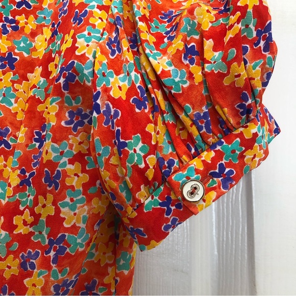 NWT Caroline Constas Bel Silk Ditsy Floral Button Up Boho Maxi Dress - Picture 9 of 10